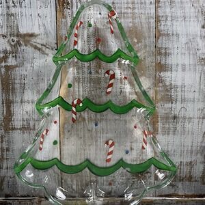 Glass Gorham Christmas Candy Tree Dish 10 1/4" x 1 3/8"